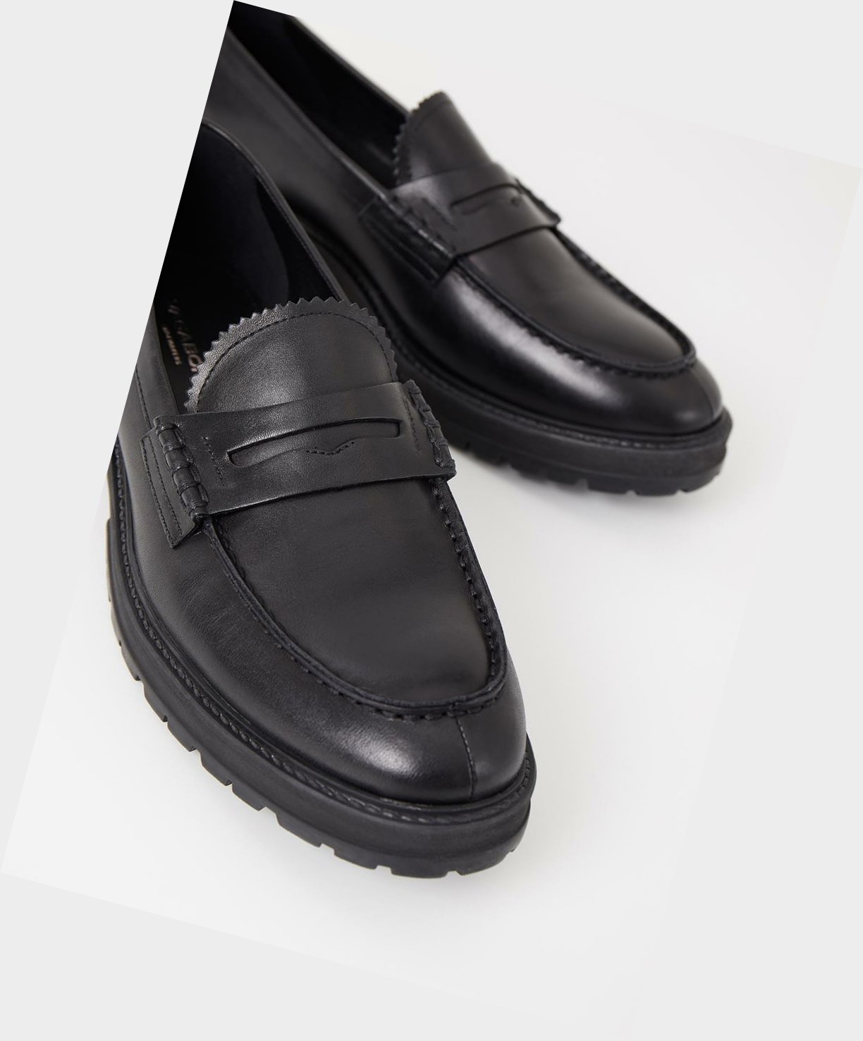 Men's Vagabond Johnny Loafers Black | AQIJNG590